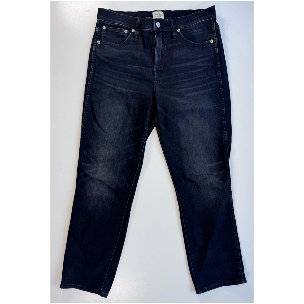 J‎ CREW Vintage Straight Jeans Womens 29 Black Gray Denim Stretch
